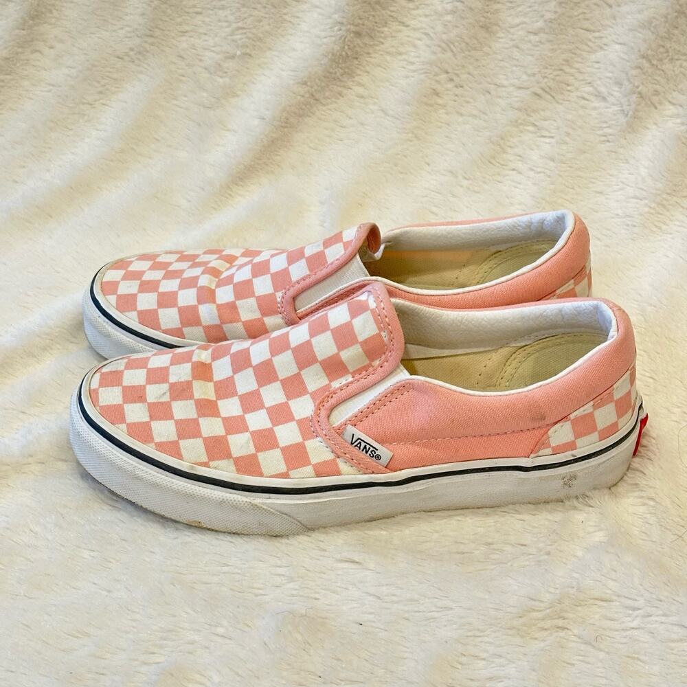 Vans Pink and White Checkered Kids Sneakers - Picture 3 of 8
